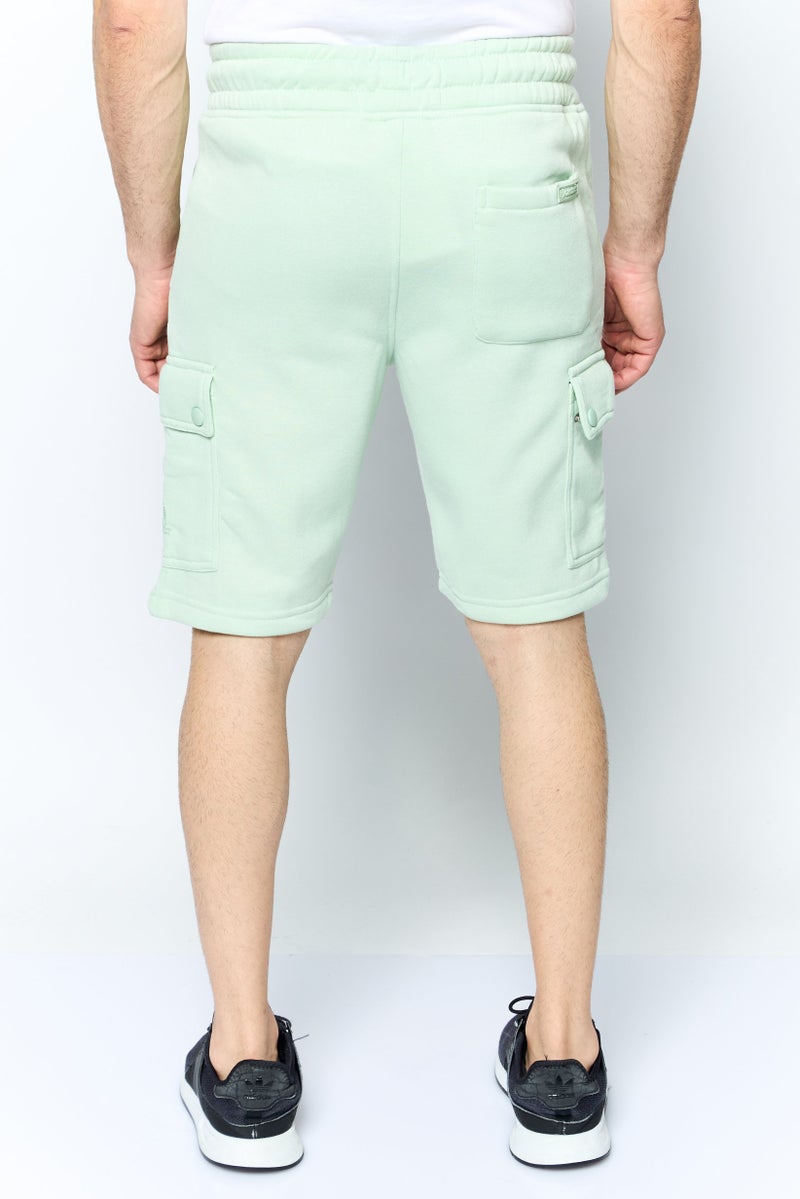 Akademiks Men Brand Logo Cargo Shorts, Green - Image 3